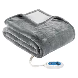 Plush to Berber Electric Snuggle Wrap (50"x64") Gray - Beautyrest