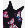 Deux par Deux Girl Printed Beach Dress Black and Multicolored Butterflies - 4 of 4