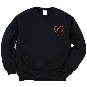 Simply Sage Market Women's Graphic Sweatshirt Embroidered Hand Drawn Heart LC - 1 of 4