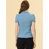 INSPIRE CHIC Women's Sweet Ruffle Trim Peter Pan Collar Button-Down Shirt - 4 of 4