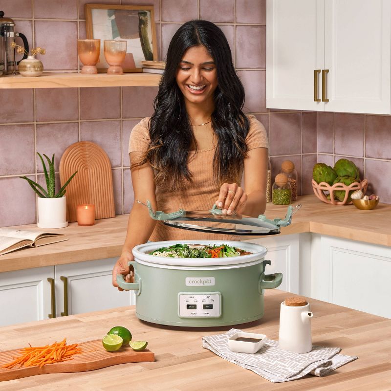 Crock-Pot 6qt Cook and Carry Programmable Slow Cooker - Sage Green, 3 of 13