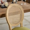 TIRAMISUBEST Vintage French Style Dining Chairs Set of 2, Kitchen Chairs with Linen Upholstered Seat and Rattan Back - 3 of 4