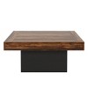 Syemin End Tables Farmhouse Square LED Coffee Table, Rustic Brown Modern Center Table , Low Cocktail Table for Living Room, Brown, 35.43"*35.43"*17.7" - 2 of 4