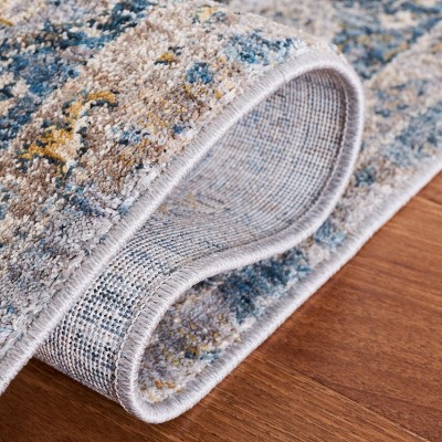 Valencia Blue and Gold Hand-Knotted Square Area Rug