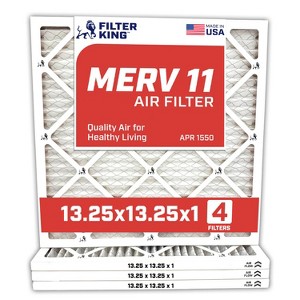Filter King 13.25x13.25x1 Air Filter | 4-PACK | MERV 11 HVAC Pleated A/C Furnace Filters | MADE IN USA | Actual Size: 13.25 x 13.25 x .75" - 1 of 4