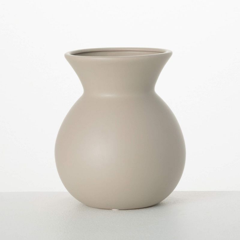 Sullivans 8.25" Matte Gray Hourglass Vase, Ceramic, 1 of 4