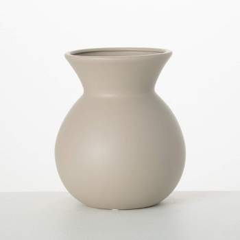 Sullivans 8.25" Matte Gray Hourglass Vase, Ceramic