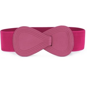 INSPIRE CHIC Women's Interlock 8-shaped Faux Leather Buckle Elastic Belt 1 Pc - 1 of 4