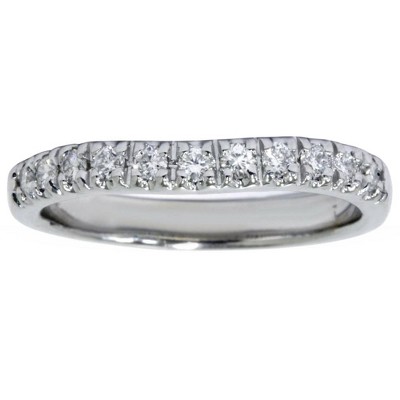 Pompeii3 White Gold 1/4ct Diamond Curved Wedding 14K New Ring