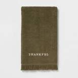 Harvest Embroidered Thankful Hand Towel Dark Green - Threshold™