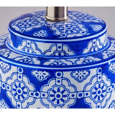 Polly 17" White and Blue Ceramic Table Lamps Set of 2