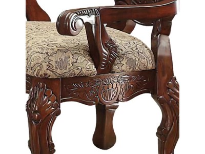 Vintage Gray Faux Leather & Bone White Wood Accent Chair