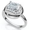 Pompeii3 1 1/10Ct Emerald Diamond Button Ring 14k Gold or Platinum Lab Created EF/VS - 3 of 4