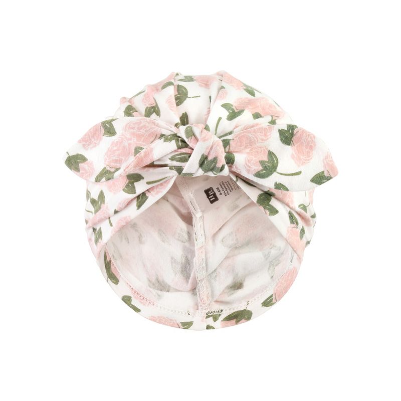 Hudson Baby Infant Girl Turban Cotton Headwraps, Pink Peony, One Size, 3 of 6