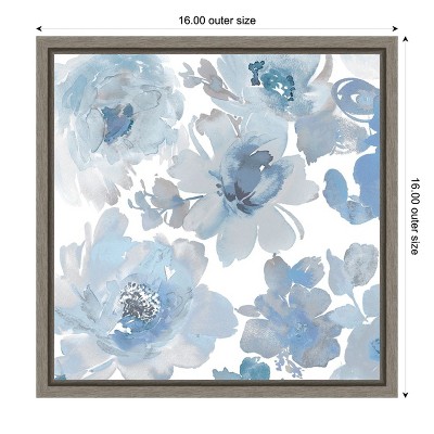 Amanti Art Springtime Blue and Silver Flowers by Kelsey Morris Canvas Wall Art Print Framed 16 x 16-in.