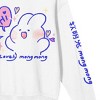 Lovely MongMong Bunny & Heart Sketch Art Crew Neck Long Sleeve White Adult Sweatshirt - 3 of 4