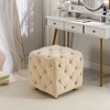 CAVINAS Dice-Shaped Velvet Upholstered Ottoman, Soft Foot Stool, Dressing Makeup Chair, Comfortable Seat for Living Room, Bedroom, Entrance - 2 of 4