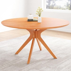 SEVOBAL Coffee Tables, Solid Round Coffee Table for 4 to 6 People with Intersecting Pedestal Base, Dining Table, Beige, 47.2"*47.2"*30.3" - 1 of 4