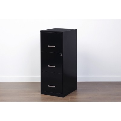 Black Vertical 3-Drawer Lockable Steel File Cabinet