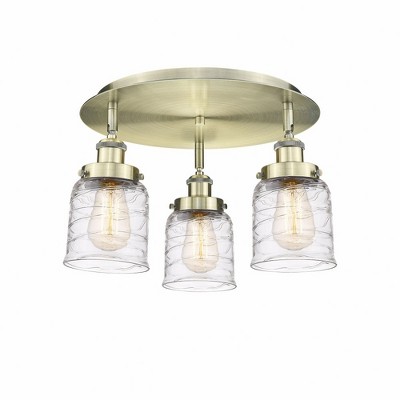 Bell - 3 Light Flush Mount In Art Deco Style-9.25 Inches Tall and 16.75 Inches Wide