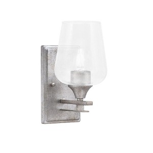 Toltec Lighting Uptowne 1 - Light Sconce in  Aged Silver with 5" Clear Bubble Shade - 1 of 1