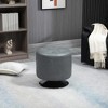 HOMCOM 360° Swivel Foot Stool Round PU Ottoman with Thick Sponge Padding and Solid Steel Base, gray - 2 of 4