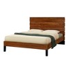 Mid-Century Modern Solid Wood Bed Frame Queen Size Platform Bed with Six-Piece Headboard Design, No Box Spring Needed, Brown - 4 of 4