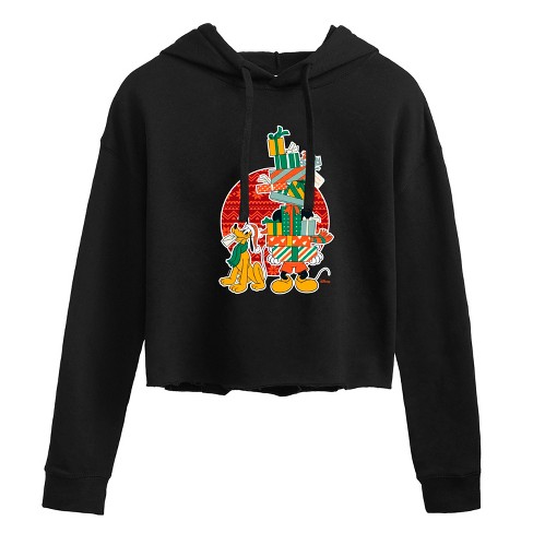 Women's - Disney - Mickey And Presents Cropped Graphic Hoodie - image 1 of 3