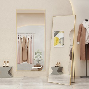 Wade 71"x 31" Full Length Oversized Floor Mirror Bedroom Dressing Mirror Standing Hanging Aluminum Alloy Thin Frame - The Pop Home - 1 of 4
