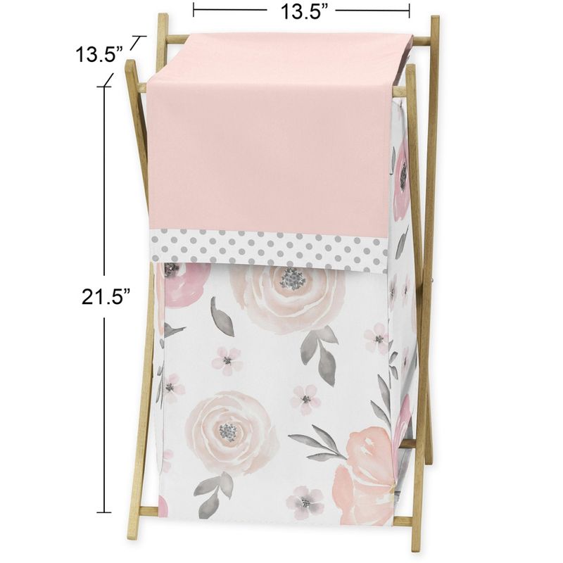 Sweet Jojo Designs Girl Laundry Hamper Watercolor Floral Pink and Grey, 5 of 7