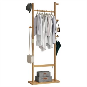 Freestanding Coat Rack, Wood Coat Tree with 5 Hook, Entryway Clothes Racks for Hanging Coats Suits Jacket, Coat Rack Standing For Bedroom Office - 1 of 4