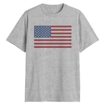 Men's Americana Vertical Flag Short Sleeve T-Shirt - Heathered Gray
