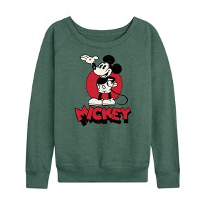 Women's - Disney - Mickey Heritage Lightweight French Terry Wide Neck Long Sleeve Shirt - 1 of 4
