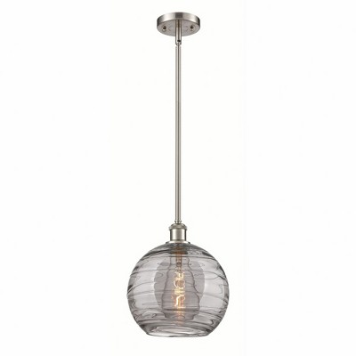 Athens Deco Swirl - 1 Light Stem Hung Mini Pendant In Industrial Style-13 Inches Tall and 10 Inches Wide