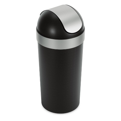Umbra Black and Silver 16-Gallon Swing-Top Trash Can