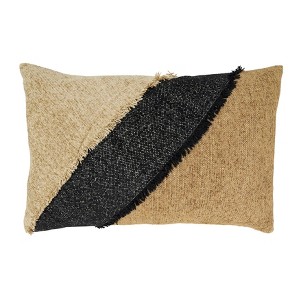 Saro Lifestyle Color Band Fringe Poly Filled Pillow - 1 of 4