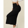 INSPIRE CHIC Women's Elastic High Waist Slit Hem Stretchy Ribbed Knit Bodycon Midi Skirts - 2 of 4