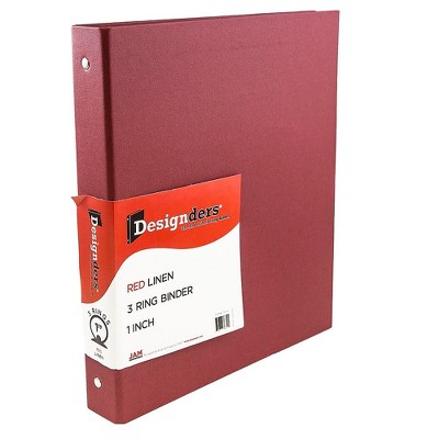 JAM Paper Premium Linen Textured 1 Inch Binder Red 3 Ring Binder 751LRE