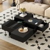 Vynxaria Modern Square Coffee Tables with Drawers and Glass Top - 4 of 4