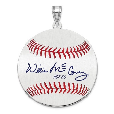 Black Bow Jewelry Sterling Silver Willie McCovey Signature LG Enamel Baseball Pendant