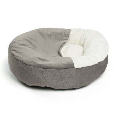 Small Gray Faux Fur Cozy Cuddler Pet Bed