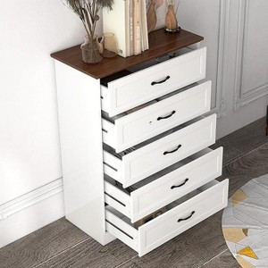 5 Drawers Dresser for Bedroom, Wooden Home Storage Cabinet with Metal Handles, Modern Chest of Drawers for Living Room, Hallway, Closet - 1 of 4