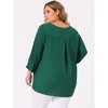 Agnes Orinda Women's Plus Size Sheer 3/4 Sleeve Flowy Split V Neck Blouses - 4 of 4