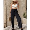Womens Striped Casual Summer Pants Wide Leg High Rise Plisse Lounge Pants with Pockets Elastic Draw String Slacks - 3 of 4