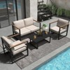 Piece Patio Furniture Set Outdoor Sectionals, Outdoor Conversation Sets with Coffee Table,Loveseat, 2 Chairs and Thick Cushions - 3 of 4