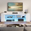 Pinmoco 80" LED TV Stand, Gaming Entertainment Center with Bookshelf & 4 Open Shelves, White - 3 of 4