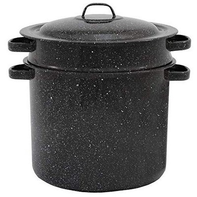 Granite ware 7.5-quart Blancher 3-piece set stock pot-Black