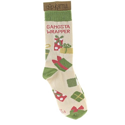 Novelty Socks 12.5" Holiday Socks Gangsta Wrapper Christmas Funny Presents Karma  -  Socks