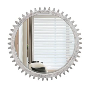 GlasFlength Decorative Wall Mirrors Vintage Gear Shaped Round Mirror Fashion Design for Bathroom Living Room Entryway, White, 33.86"*33.86"*2.95" - 1 of 4