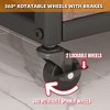 3 Tier Industrial Rolling Serving Cart With Lockable Wheels, Wine Rack Cart With Glass Holder For Home, Beverage Trolley Cart With 3 Removable Tray - 3 of 4